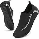 Sixspace Badeschuhe Damen Herren Wasserschuhe Schwimmschuhe Männer Frauen Strandschuhe Aquaschuhe Barfußschuhe für Strand,Pool,Meer,Wassersport,Tauchen,Surfen,Aqua Cycling(Schwarz,46 EU)