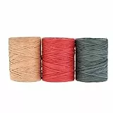 EXCEART 3rollen Natürliche Raffia- -Schnur Für Geschenkverpackung -bastelbedarf Festliche Dekoration Rot Grün Natur Pro Rolle Für Weihnachten Und Blumengeschenke