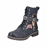 Rieker Damen Stiefelette mit Blumenmuster wasserabweisend RiekerTEX 94722, Größe:40 EU, Farbe:Blau