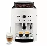 KRUPS Arabica Picto Kaffeevollautomat, kompaktes Design, einfache Bedienung, intuitiv einstellbarer Drehregler, Milchschaumdüse, 2-Tassen-Funktion, Kaffeemaschine, Weiß, EA810570
