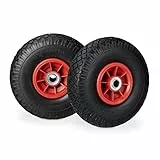 Relaxdays 2x Sackkarrenrad, pannensichere Vollgummireifen, 3.00-4 Zoll, 20 mm Achse, bis 80 kg, 260 x 85 mm, schwarz-rot