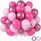 Luftballons Rosa - 52 Stück Luftballons Helium, Ballons Pink Fuchsia Magenta Metallic Ballons Rosa für Prinzessin Thema Geburtstag Hochzeit Babyparty Baby Shower Party Deko, Geburtstagsdeko Mädchen