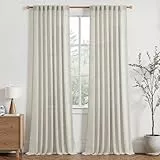 MRTREES Leinen Gardinen Landhausstil Halbtransparent Linen Curtains Living Room Vorhang Leinenoptik Kinderzimmer 2er Set H 245 x B 140 cm Wohnzimmer Vorhänge mit Verdeckten Schlaufen