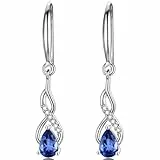 WOVEE Ohrringe Silber 925 Hängend AAA Zirkonia Saphir Ohrhänger Lange Hängeohrringe Damen Braut Hochzeit Schmuck