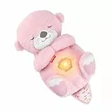 Fisher-Price Baby-Spielzeug Schlummer-Otter, tragbare Pinke Plüsch-Spieluhr mit Atembewegungen und Lichtern für Neugeborene ab einem Alter von 0 Monaten, JLJ33