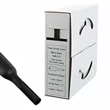Offgridtec 10m Schrumpfschlauch mit Kleber 6,4mm  3,2mm Schrumpfrate, Dual-Wand, Halogenfrei, Flammhemmend, Wasserdichte Kabelisolierung, Leicht zu Schneiden, Inklusive Spenderbox, Schwarz