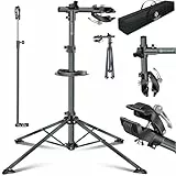 KESSER® Fahrradmontageständer Profi 50kg - 360° drehbar für E-Bike, Mountainbike & Fahrrad, höhenverstellbarer Reparaturständer, mit Werkzeugablage, Tragetasche & Schnellspanner, Anthrazit