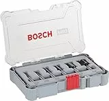 Bosch 6x PRO Router Bit Straight Set, 6 pcs (für Weichholz, Hartholz, Ø 6, 8, 10, 12, 16, 20 mm, Professional Zubehör Handfräse, Kantenfräse)