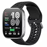 MoKo Silikon Armband Kompatibel mit Amazfit Bip 6, Sport Armbänder Verschleißfestes Atmungsaktives Ersatzarmband, Schwarz
