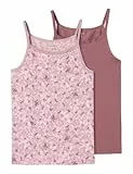 NAME IT Mädchen NKFSTRAP TOP 2P Flower NOOS Unterhemd, Mauve Shadows, 122/128 (2er Pack)