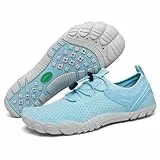 SAGUARO Badeschuhe Wasserschuhe Barfuss Schuhe Damen Herren Barfußschuhe Schnelltrocknende Schwimmschuhe rutschfeste Strandschuhe Aquaschuhe mit Dicker Sohle Azurblau,Gr.43