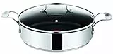 Tefal E85705 Jamie Oliver Edelstahl Servierpfanne mit Deckel, Antihaftbeschichtet, Induktionsgeeignet, 25 cm