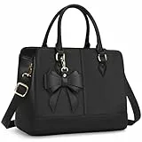 RAINSMORE Handtasche Damen Mittelgroß PU Leder Tasche Damen Henkeltaschen Damenhandtasche Damentaschen Tote Bag Schultertaschen Shopper 13 Zoll Schwarz