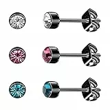 Artskin Damen Ohrstecker Titan Mädchen Ohrringe Hypoallergen Kristall Herren Ohrringe 4 mm Schwarz Geburtstags geschenke (4mm, Black(001+209+229))