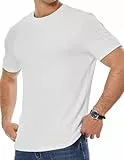 JMIERR T Shirt Herren Kurzarm Basic Rundhals Einfarbig T-Shirt Textured Muscle Slim Fit Hemd Herren Sportwear S-3XL,Weiß,M