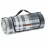 SONGMICS Picknickdecke, 200 x 200 cm, groß, Campingdecke, für Park, Garten, Strand, wasserdicht, faltbar, grau-weiß GCM61GW