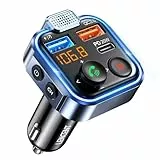 LENCENT 38W FM Transmitter Auto Bluetooth V5.3, Radio Deep Bass Musik Schnelles Autoladegerät Zigarettenanzünder, KFZ Bluetooth Adapter Freisprechanlage, Noise Cancelling Mikrofon, Lichtschalter