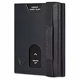 VON HEESEN Slim Wallet mit XL Münzfach & RFID-Schutz - Leder Geldbeutel - Mini Geldbörse für Herren und Damen - Kartenetui Echtleder Karten Portemonnaie klein - Kreditkartenetui Schwarz (Waxy)