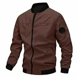Generisch Winterjacke Herren Daunenjacke Teddyfleece Jacke Männer Teddyjacke, Harrington Business Übergang Parka Braun L