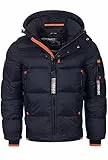 Geographical Norway Herren Winter Jacke warm gefüttert Parka Steppjacke Outdoor gesteppt Neu Warm gesteppt PUFFER FvS Production H-H, Farbe:Navy, Größe:L