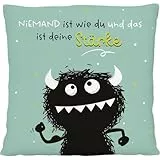 Sheepworld H:PPY Life Plüschkissen Monster Stark | Zierkissen, 25 cm x 25 cm, 100% Polyester | Geschenk, Freunde, Dekoartikel | 74735
