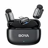BOYA mini Mikrofon für iPhone Android Handy, 5g Ultraleicht, Lavalier Mikrofon Kabellos mit USB-C, AI-Sprachmodulator, 3-Stufen-Rauschunterdrückung, 30h Akku, Streaming Ansteckmikrofon für Interview