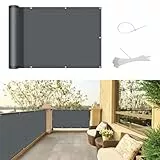 SUNNY GUARD Balkon Sichtschutz 90x200cm Balkonverkleidung Balkonabdeckung Balkonumspannungen UV-Schutzwind und wetterfest mit Kabelbinder,Anthrazit
