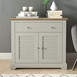 Galano Milan Sideboard mit 2 Türen & 1 Schublade, Schrankorganisator für Wohnzimmer & Küche, Eiche hellgrau