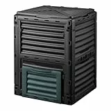 Wiltec Gartenkomposter 300 Liter 61 x 61 x 82 cm, Komposter aus Kunststoff für Bio- und Garten-Abfälle, Kompostierer mit Deckel, Schnellkomposter mit Bodenklappe zum Entleeren