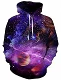 Hgvoetty Uni 3D-Hoodies für Männer und Frauen, coole Grafik-Pullover Sweatshirts mit Taschen, Space-Purple, X-Large
