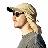 TOP-EX XL/XXL wasserdichte Baseball Cap Herren mit Nackenklappe UV-Schutz Sonnenhüte Damen, Faltbar Sommerhüte Safari Wandern Outdoor-Hut Atmungsaktiv Verstellbar Khaki XL XXL