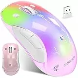 memzuoix LED Kabellose Maus – Wiederaufladbare 2.4G Optische Maus mit Magnetischer Abdeckung, Sanfter RGB-Beleuchtung, 1400 DPI, Ergonomisches Design mit USB-Empfänger für Laptop, PC und MacBook