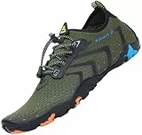 SAGUARO Badeschuhe Damen Herren Wasserschuhe Schwimmschuhe Schnelltrocken Aquaschuhe Strandschuhe Leicht Neoprenschuhe Surfschuhe rutschfeste Tauchschuhe Wassersportschuhe Stil 1:Grün Gr.44 EU