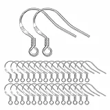 ASYKNM Ohrring Haken,Ohrhänger Ohrhaken,925 Silber Ohrring Haken,Hypoallergene Ohrhaken,Ohrringe Zubehör mit Perlen und Spule,DIY Ohrhänger Schmuckherstellun(Silber,50 Stück)