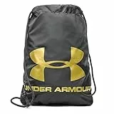 Under Armour Unisex Ozsee Sackpack, strapazierfähiger Turnbeutel, 16 L Beutel Rucksack mit Brustclip,Black / / Metallic Gold,OSFA