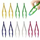 10 Stück Bügelperlen Pinzette, Mehrfarbig Pinzetten Set, Kunststoff Pinzette mit Gezahnter Spitze, 10 cm Multifunktional Pinzette Spitz für Basteln Zuhause Schule DIY Puzzle Zubehör Perlen