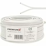 Premium X 10m Sat Koaxialkabel Twin Mini 2 x 4 mm Weiß - extra dünn & 2-Fach geschirmt - platzsparendes TV Antennenkabel für SAT | DVB-T | Twin Receiver - Ultra HD 4K 3D