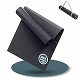 LILENO SPORTS Yoga Matte Anthrazit (180x60cm) - Sport und Yogamatte extra rutschfest in 4 mm Dicke - Gymnastikmatte und Fitnessmatte für Workout und Yoga - Sportmatte für Zuhause