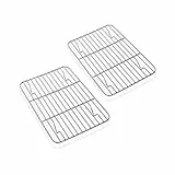 TEAMFAR Abkühlgitter 2er-Set, Auskühlgitter Kuchengitter aus Edelstahl zum Braten Backen Grillen Kühlen Auskühlen, 21,5 x 16 x 1,5 cm, Gesund & Langlebig, Rostfrei & Spülmaschinengeeignet