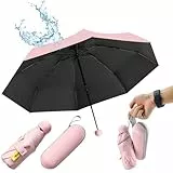 UHETLET Rosa Kompakter Regenschirm Sturmfest mit 8 Rippen Taschenschirm Mini Umbrella Pocket Taschenschirme Faltender UV-Regenschirm Minischirm Leicht Mini Schirm Damen Perfekt für Handtasche