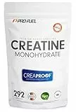 CREAPROOF® Creatin Monohydrat 1000g Beutel - Creatin mit erstklassiger Reinheit, durch unabhängige Laboranalysen bestätigt - Kreatin-Monohydrat mit 3 g Creatin pro Portion - 100% vegan