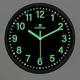 Lafocuse 30cm Leuchtend Wanduhr Schwarz Ohne TickgeräUsche Lautlos, Nachtlicht Wanduhren Modern Einfach zu Lesen für Schlafzimmer Wohnzimmer Küche Büro