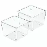 iDesign 52730M2EU Linus Besteckkasten Schubladeneinsatz für Besteck, Pfannenwender, Kleinkram - 2 Stück, 10,16 x 10,16 x 7,62 cm, Durchsichtig, Plastik, Clear