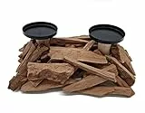 Spetebo Treibholz Kerzenständer für 2 Stumpenkerzen - 31 x 19 cm - Holz Kerzenhalter mit Kerzenteller aus Metall - Kerzen Ständer Halter Leuchter Tisch Deko