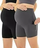 Maacie Schwangerschafts-Trainingsshorts Umstandsshorts Schnelltrocknende Ultraweiche Leichte Yoga-Shorts
