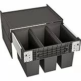 BLANCO SELECT II 60/3 | Abfall Müllsystem | für 60 cm breite Unterschränke | Auszugssystem zur Frontanbindung | Systemabdeckung | 3 x 15 Liter Eimer | 400 mm Auszugstiefe