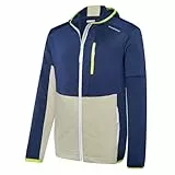 Black Crevice Herren Midlayer Jacke – Fleecejacke mit Kapuze | Powerstretch & Waffel-Fleece | Atmungsaktiv, elastisch & leicht | Funktionsjacke, dunkelblau/steingrau, XXL