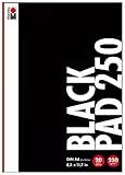 Marabu 1612000000501 Black Pad 250, schwarzes, mattes Spezial-Papier, 250 g/qm, 20 Blatt, DIN A4, säurefrei, biologisch abbau- und recyclebar, ideal zum Gestalten mit Acrylmarkern, Paintern und Linern