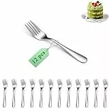 Dessertgabeln Set 12 Stück, Berglander Edelstahl 14cm Kuchengabel für Cocktail, Dessert, Kuchen, Tee, Frucht, Käse, Vorspeise Kleine Gabeln für Party, Hotel, Restaurant, Cafés Spülmaschinenfest