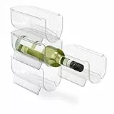 Relaxdays Kühlschrank Organizer Flaschen, 4er Set, stapelbar, Flaschenhalter, HxBxT: 10,5 x 11 x 20,5 cm, transparent